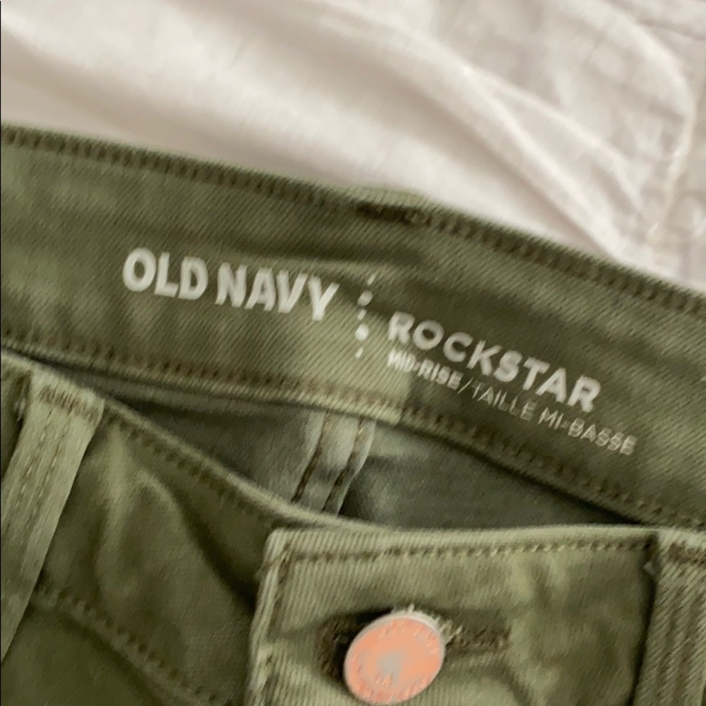 Olive Green Ripped Jeans - Picture 2 of 4